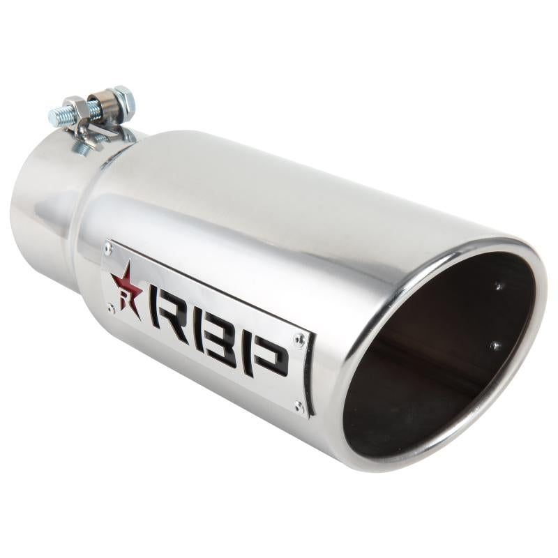 RBP RX-1 Polished Dual-Badged Exhaust Tip Inlet 3.5in. / Outlet 4.5in. / Length 12in. - SS RBP-35453R Main Image