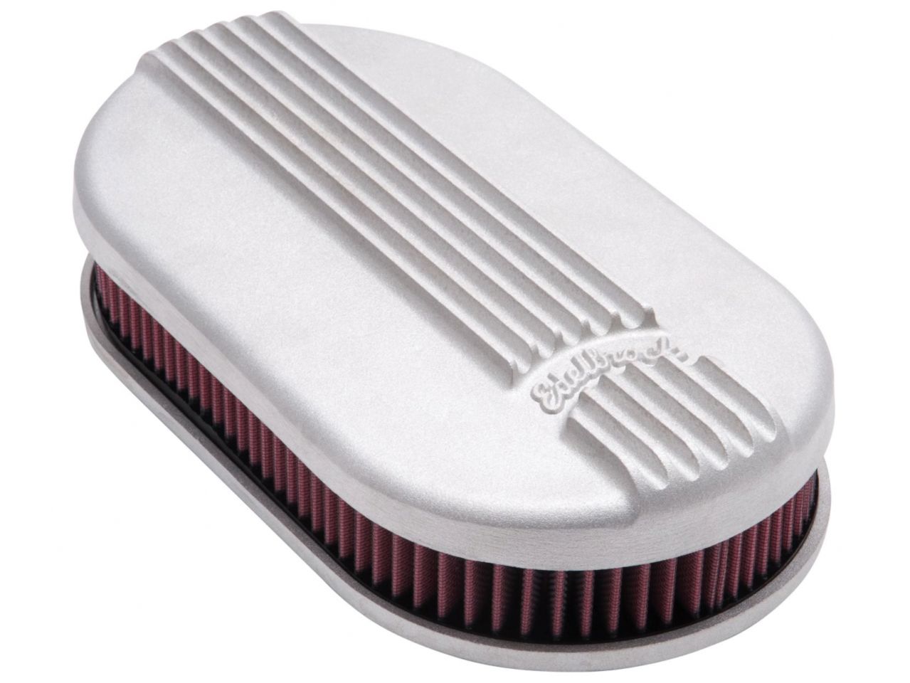 Edelbrock Air Cleaner, Classic Series, Oval, Aluminum Top, Cloth Element, 17.5 "