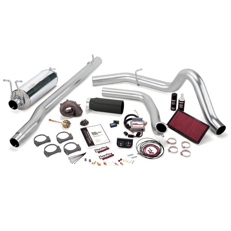 Banks Power 99.5-03 Ford 7.3L F450/550 Man Stinger-Plus System - SS Single Exhaust w/ Black Tip 47458-B Main Image