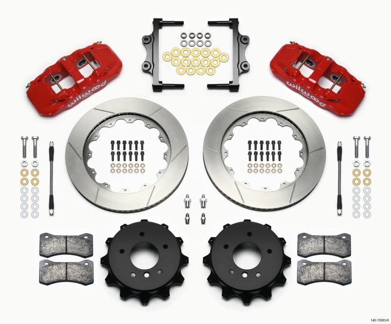 Wilwood AERO4 Rear Kit 14.00 Red 2007-2011 BMW E90 Series w/Lines 140-13583-R Main Image