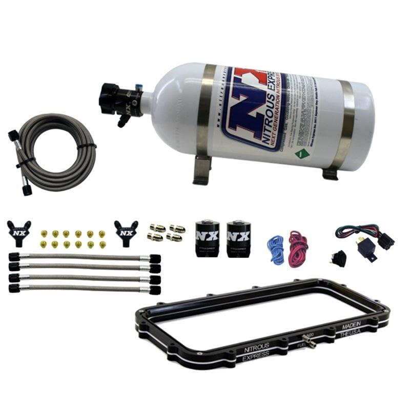 Nitrous Express Holley High Ram Plenum Nitrous Plate Kit w/15lb Bottle 20940-15 Main Image