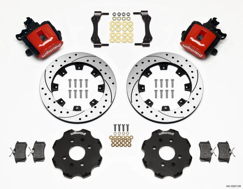 Wilwood Combination Parking Brake Rear Kit 12.19in Drilled Red Civic / Integra Disc 2.39 Hub Offset 140-10207-DR Main Image