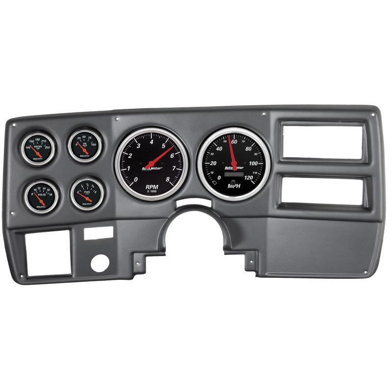 Autometer Designer Black 73-83 Chevy Truck / Suburban Dash Kit 6pc Tach/ MPH/ Fuel/ Oil/ WTMP/ Volt 7027-DB Main Image