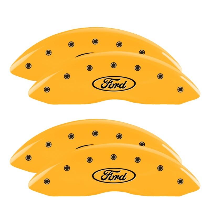 MGP 4 Caliper Covers Engraved Front & Rear Oval logo/Ford Yellow finish black ch 10120SFRDYL Main Image