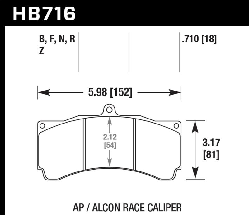 Hawk HPS 5.0 Brake Pads w/ 0.710 Thickness - AP Racing Alcon HB716B.710 Main Image