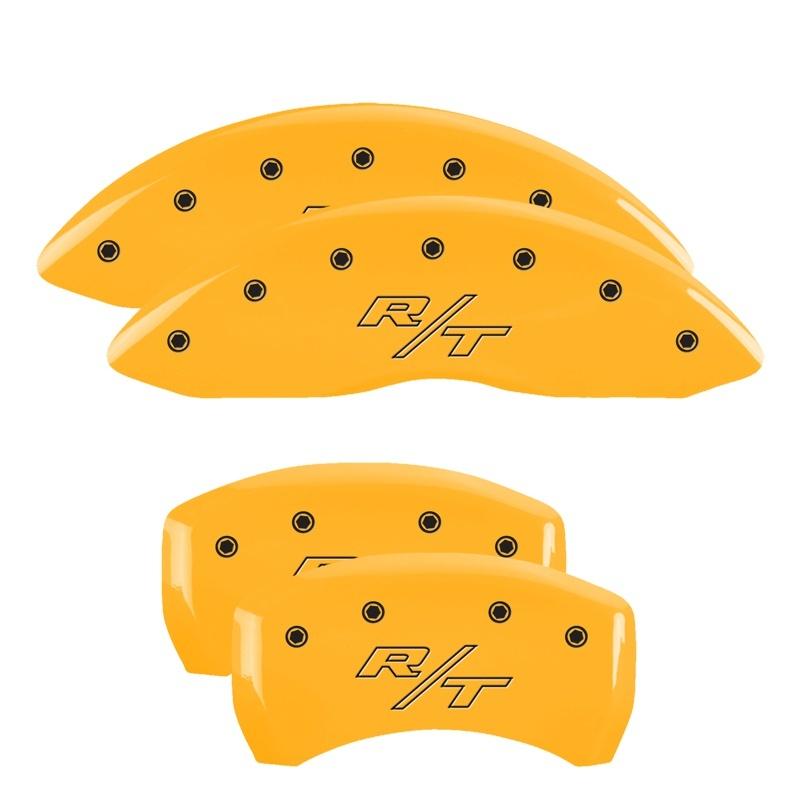 MGP 4 Caliper Covers Engraved Front & Rear Vintage Style/RT Yellow finish black ch 12162SRTRYL Main Image