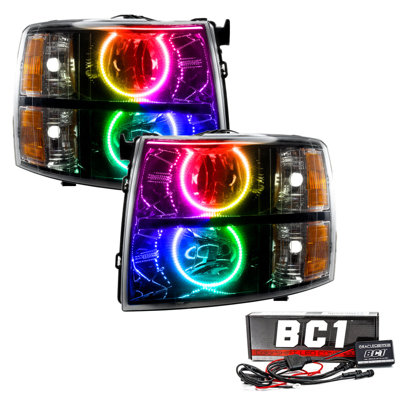 ORACLE Lighting Oracle 07-13 Chevy Silverado SMD HL - Black - Round Style - ColorSHIFT w/ BC1 Controller 7105-335