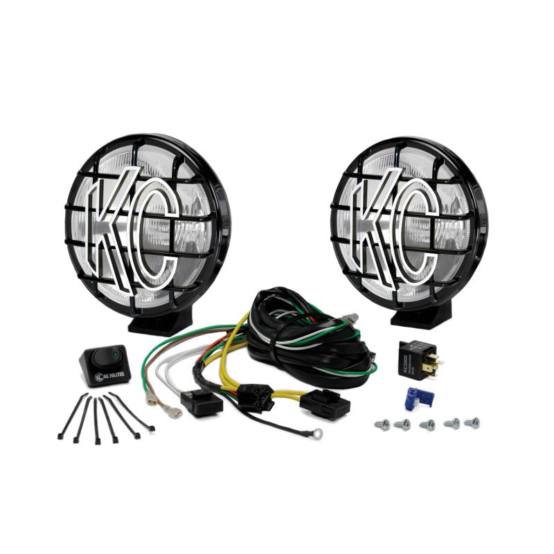 KC HiLiTES Apollo Pro 6in. Halogen Light 100w Spread Beam (Pair Pack System) - Black 151 Main Image