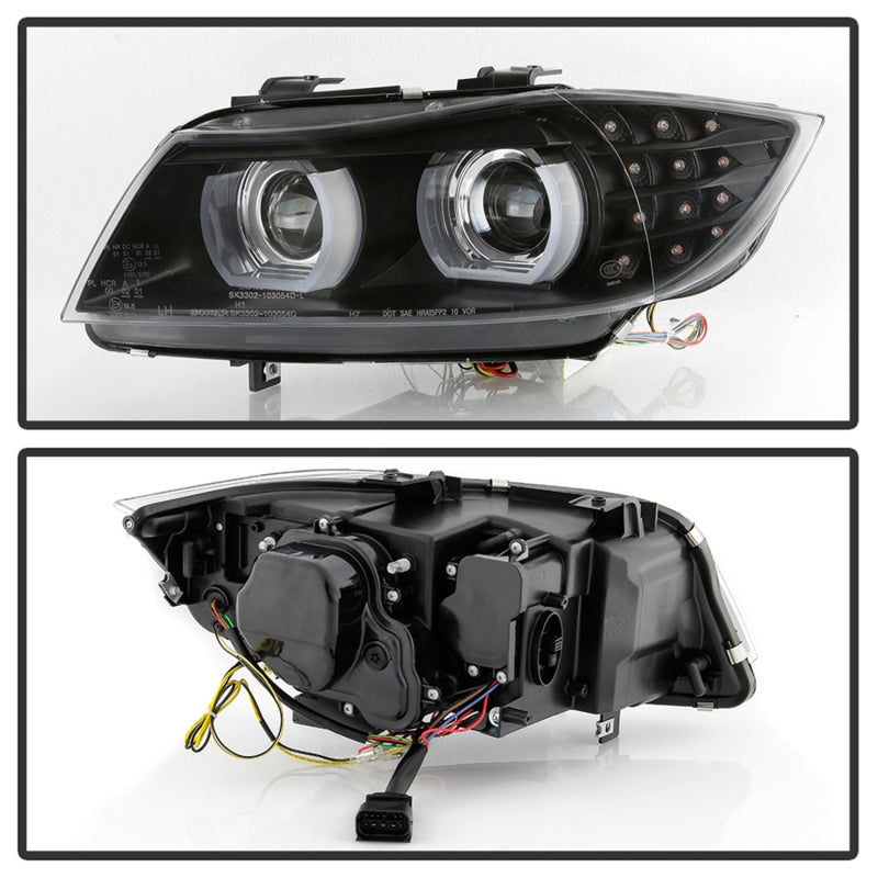 Spyder 09-12 BMW E90 3-Series 4DR HID w/ AFS Only - LED Turn - Black - PRO-YD-BMWE9009-AFSHID-BK 5086495