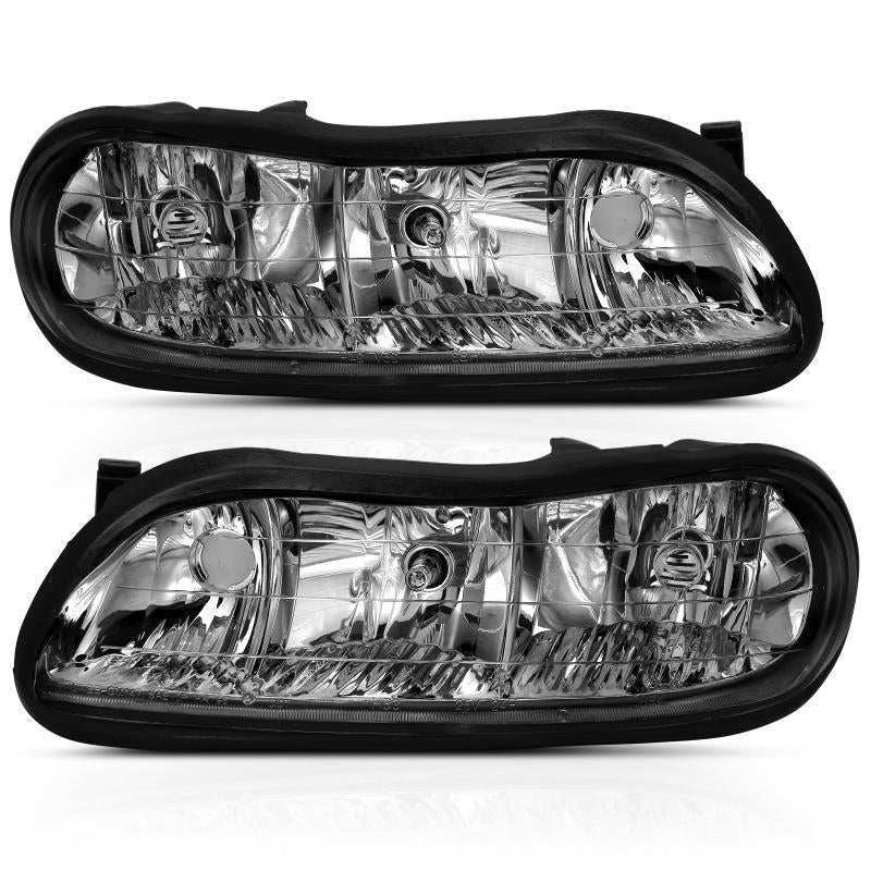 ANZO 1997-2003 Chevy Malibu Crystal Headlight Black Amber 121533 Main Image