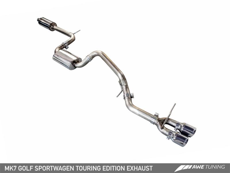 AWE Tuning VW MK7 Golf SportWagen Touring Edition Exhaust w/Chrome Silver Tips (90mm) 3015-22048 Main Image