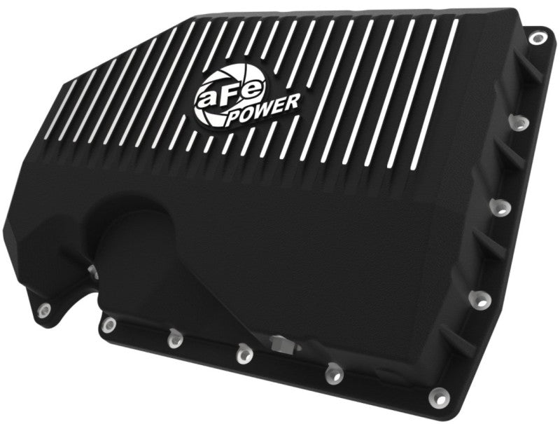 aFe 05-19 VW 1.8L/2.0L w/o Oil Sensor Engine Oil Pan Black POWER Street Series w/ Machined Fins 46-71240B