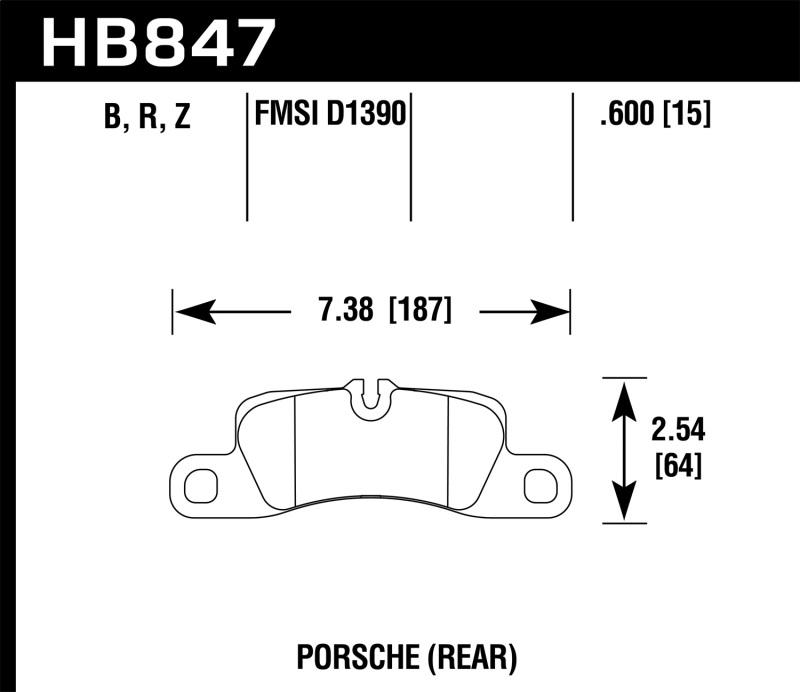 Hawk 11-18 Porsche Cayenne Performance Ceramic Rear Brake Pads HB847Z.600 Main Image