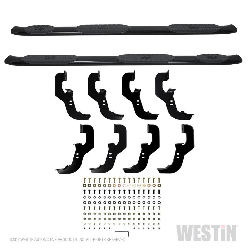 Westin 2019 Chevrolet Silverado Crew Cab w/ 6.5ft Bed PRO TRAXX 5 W2W Oval Nerf Step Bars - Black 21-534695 Main Image