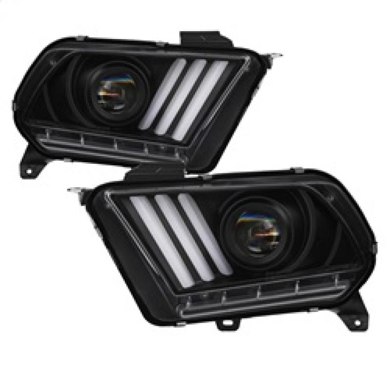 Spyder 10-13 Ford Mustang - Halogen - Projector Headlights - LED Signals -Black (PRO-YD-FM2010V2-BK) 5085429 Main Image