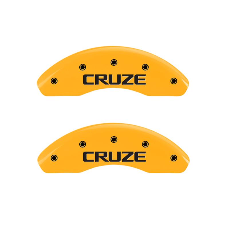 MGP Front set 2 Caliper Covers Engraved Front Cruze Yellow finish black ch 14208FCRZYL Main Image