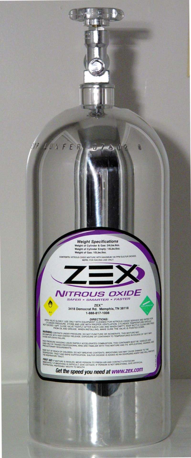 ZEX Nitrous Bottle With Valve 82000P Main Image