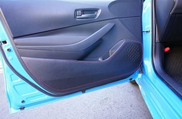 TOM'S Racing Door Kick Panel Protector for 2019+ Toyota Corolla Hatchback (Red Stitching)