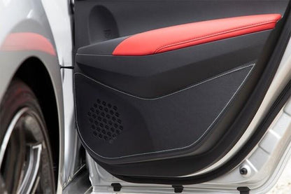 TOM'S Racing Door Kick Panel Protector for 2019+ Toyota Corolla Hatchback (White Stitching)