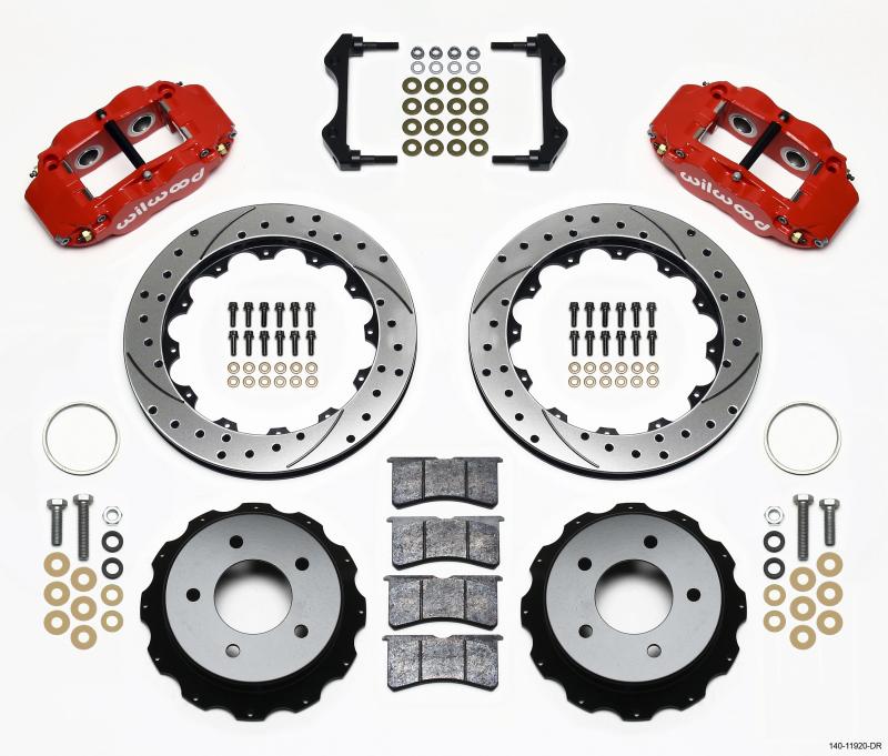 Wilwood Narrow Superlite 4R Rear Kit 12.88in Drilled Red 84-87 Corvette C4 140-11920-DR Main Image