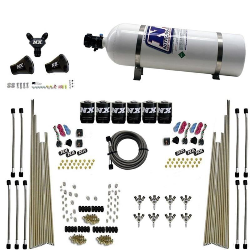 Nitrous Express 8 Cyl Triple-D Dry Direct Port 3 Stage Dry 6 Solenoids Nitrous Kit w/15lb Bottle 80020-15 Main Image