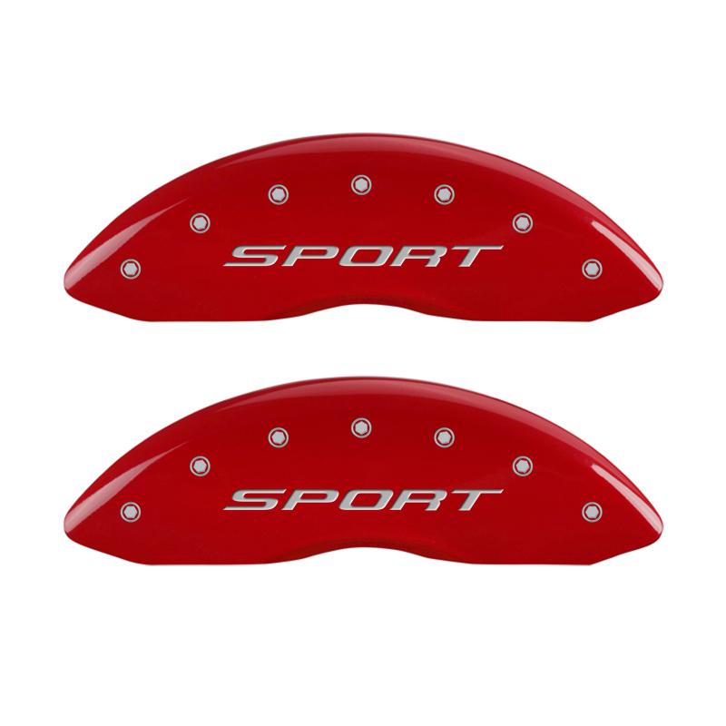 MGP 4 Caliper Covers Engraved front & Rear 2015/Sport Red finish silver ch 10241SSPTRD Main Image