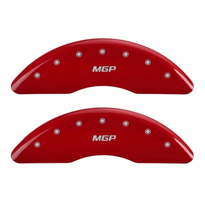 MGP 2 Caliper Covers Engraved Front MGP Red Finish Silver Characters 2007 GMC Canyon 34213FMGPRD Main Image