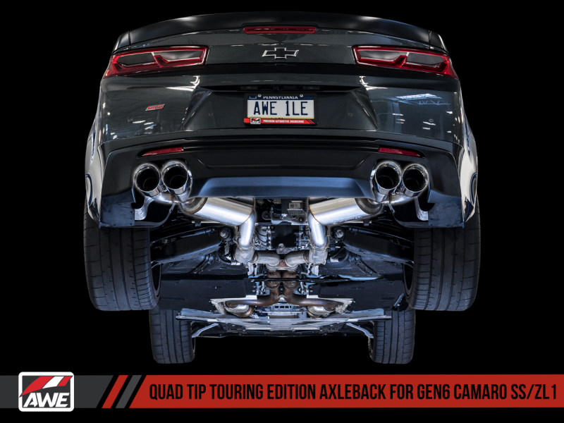 AWE Tuning 16-19 Chevrolet Camaro SS Axle-back Exhaust - Touring Edition (Quad Chrome Silver Tips) 3015-42093 Main Image