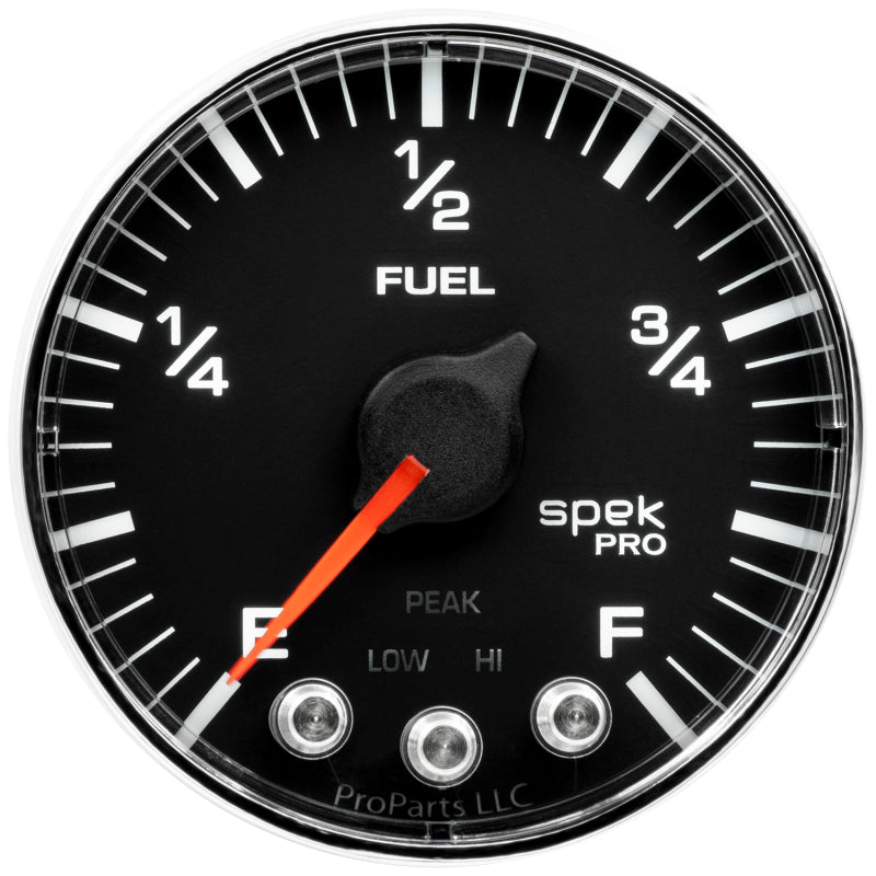 Autometer Spek-Pro Gauge Fuel Level 2 1/16in 0-270 Programmable Blk/Chrm P312318