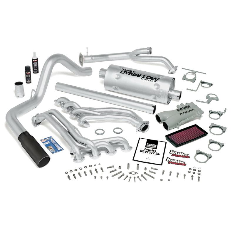 Banks Power 89-93 Ford 460 Ext/Crew Auto PowerPack System - SS Single Exhaust w/ Black Tip 48843-B Main Image