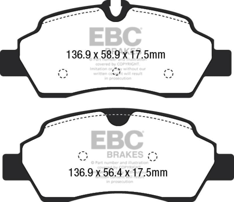 EBC 15+ Ford Transit 2.2 TD Ultimax2 Rear Brake Pads UD1775 Main Image