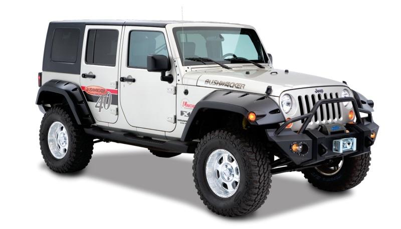 Bushwacker 07-18 Jeep Wrangler Unlimited Max Pocket Style Flares 2pc Extended Coverage - Black 10044-02 Main Image