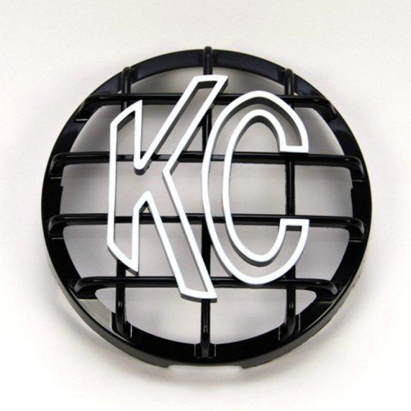 KC HiLiTES 6in. Round ABS Stone Guard for SlimLite/Daylighter Lights (Single) - Black/White KC Logo 7210 Main Image