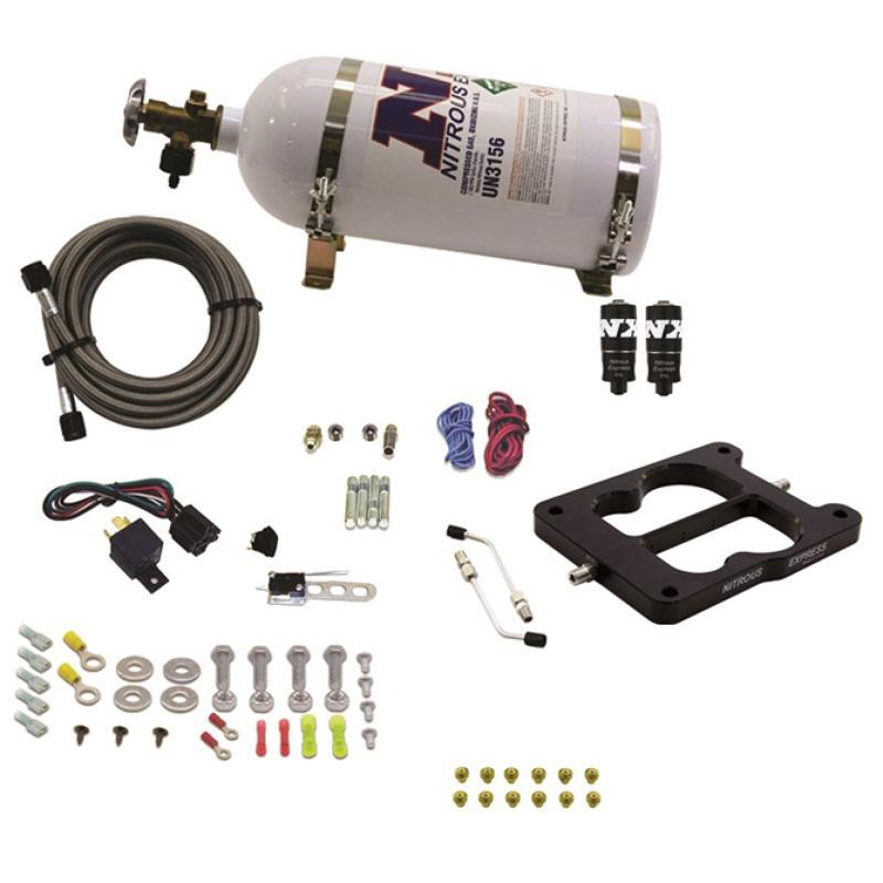 Nitrous Express Q-Jet/Holley Spread Bore Hitman Nitrous Kit (100-150-200HP) w/10lb Bottle 40080-10 Main Image