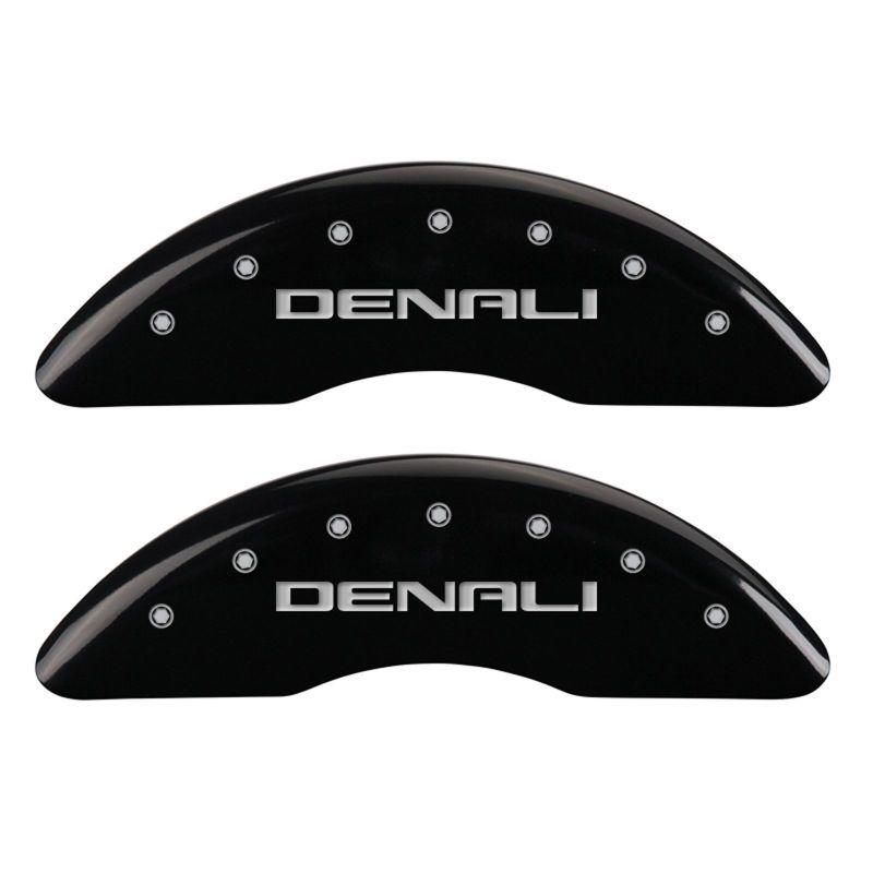 MGP 4 Caliper Covers Engraved Front & Rear Denali Black finish silver ch 34003SDNLBK Main Image