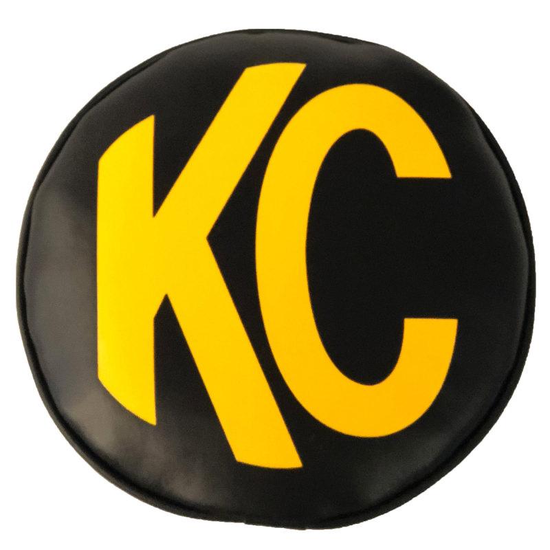 KC HiLiTES 8in. Round Soft Cover (Pair) - Black w/Yellow KC Logo 5802 Main Image