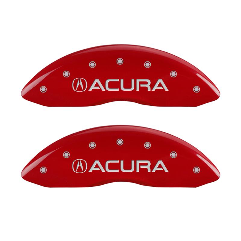 MGP 4 Caliper Covers Engraved Front & Rear Acura Red finish silver ch 39007SACURD Main Image