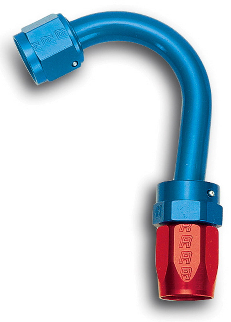 Russell #6 Full Flow Swivel 150° Standard Radius Hose Ends - Red / Blue