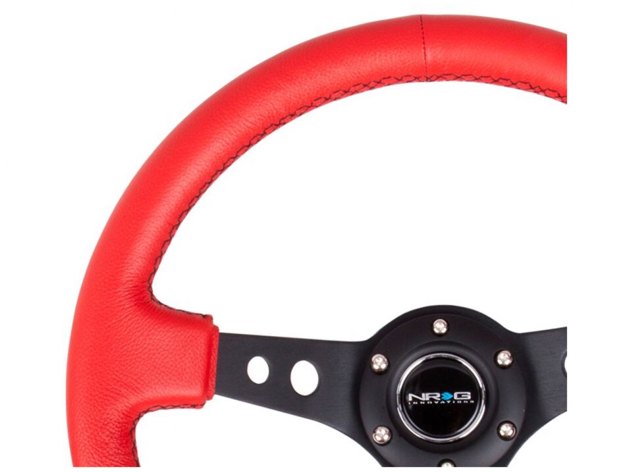 NRG Reinforced Steering Wheel - 350mm Sport Steering Wheel (3" Deep) - Bla