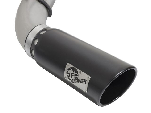 aFe ATLAS 5in DPF-Back Aluminized Steel Exhaust System w/Black Tip: Nissan