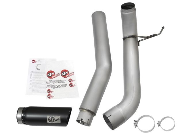 aFe ATLAS 5in DPF-Back Aluminized Steel Exhaust System w/Black Tip: Nissan