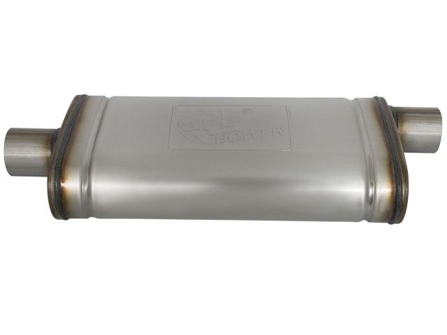 aFe MACH Force-Xp 409 Stainless Steel Muffler: 2.5" Center Inlet /2.5" Off