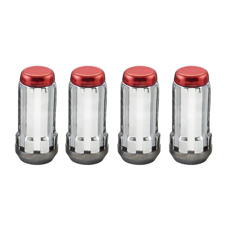 McGard SplineDrive Lug Nut (Cone Seat) 1/2-20 / 1.60in. Length (4-Pack) - Red Cap (Req. Tool) 65340RC Main Image