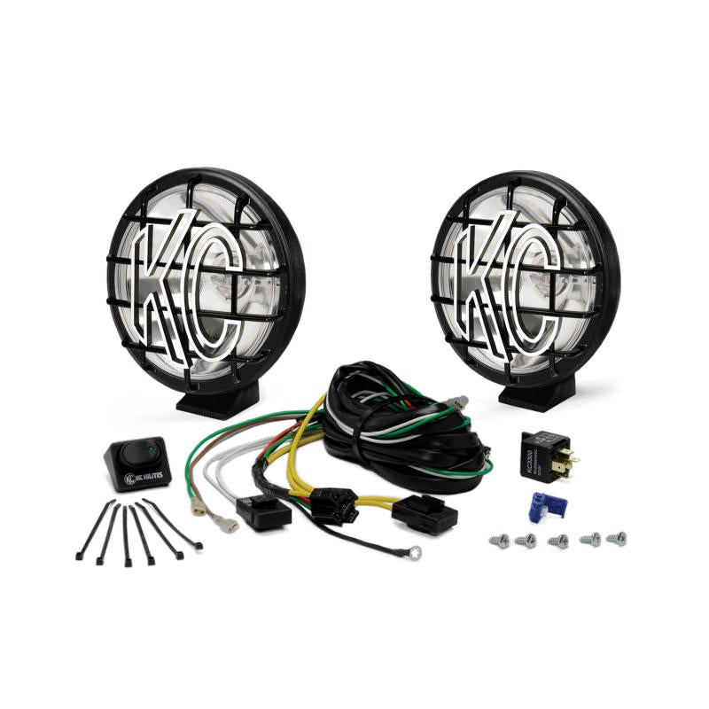 KC HiLiTES Apollo Pro 6in. Halogen Light 100w Spot Beam (Pair Pack System) - Black 9150 Main Image