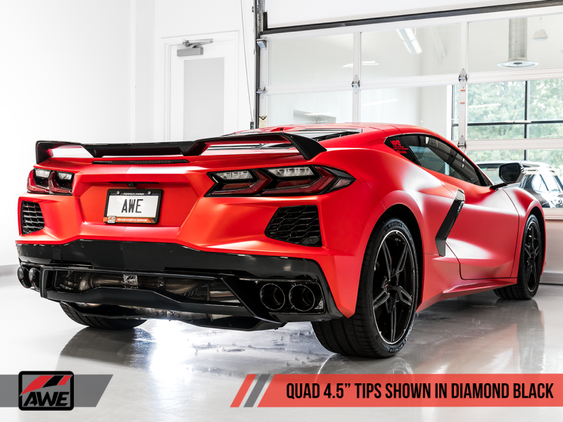 AWE Tuning 2020 Chevrolet Corvette (C8) Track Edition Exhaust - Quad Diamond Black Tips 3020-43086