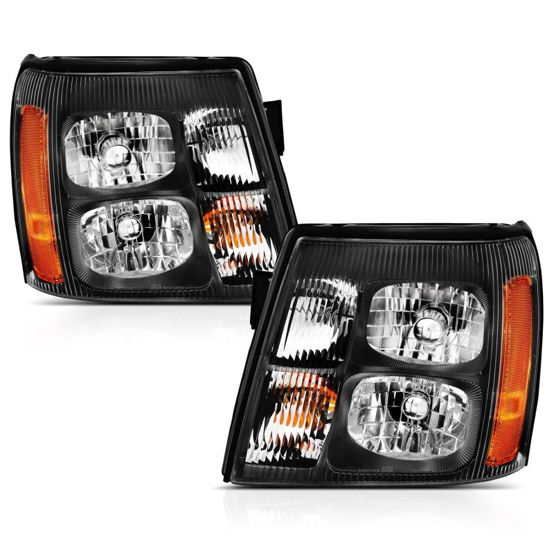 ANZO 2003-2006 Cadillac Escalade Crystal Headlight Black Amber 111423 Main Image