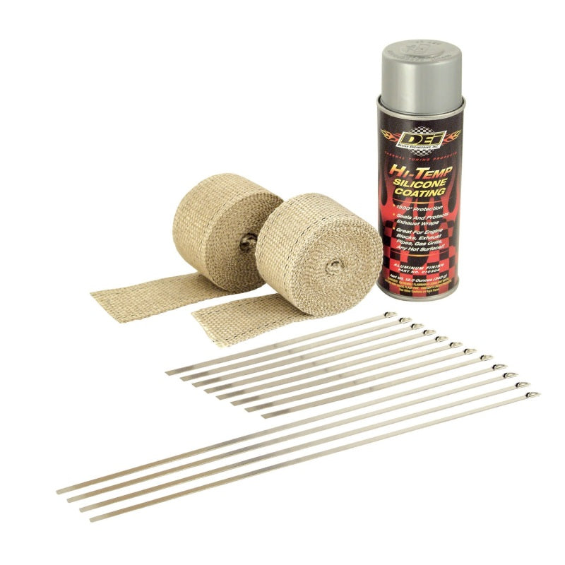 DEI Powersport Motorcycle Exhaust Wrap Kit - Tan wrap w/ Aluminum HT Silicone Coating 10331