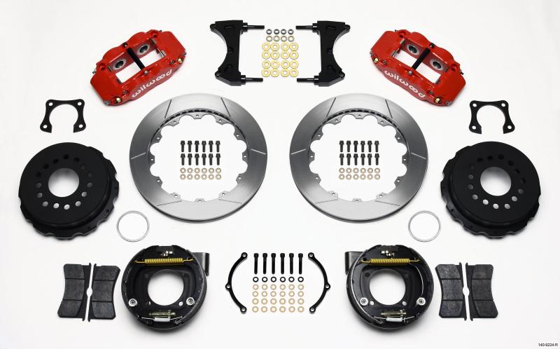 Wilwood Narrow Superlite 4R Rear P-Brk Kit 12.88in Red 58-64 Olds/Pontiac Ends 2.81in Offset 140-9224-R Main Image