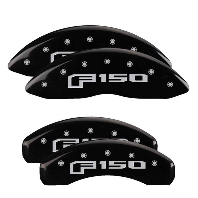 MGP 4 Caliper Covers Engraved Front & Rear Oval Logo/Ford Black Finish Silver Char 2013 Ford F-150 10219SF16BK Main Image