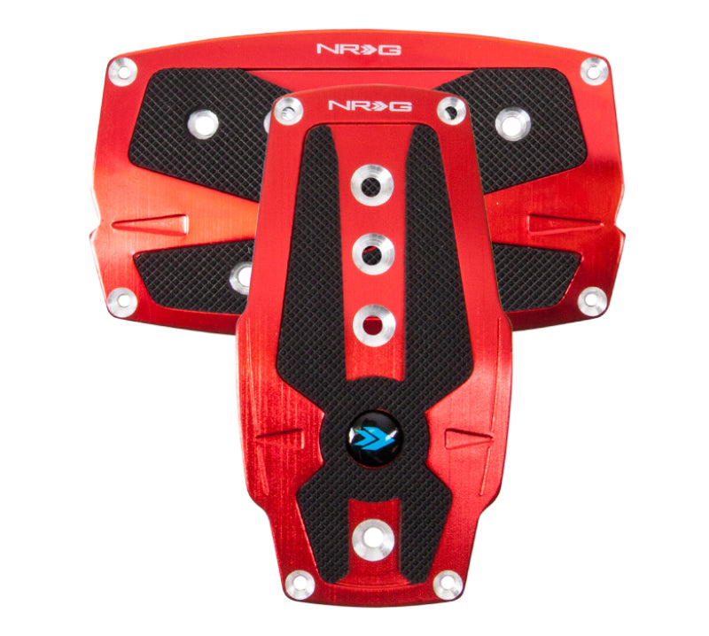 NRG Brushed Red Aluminum Sport Pedal w/ Black Rubber Inserts AT